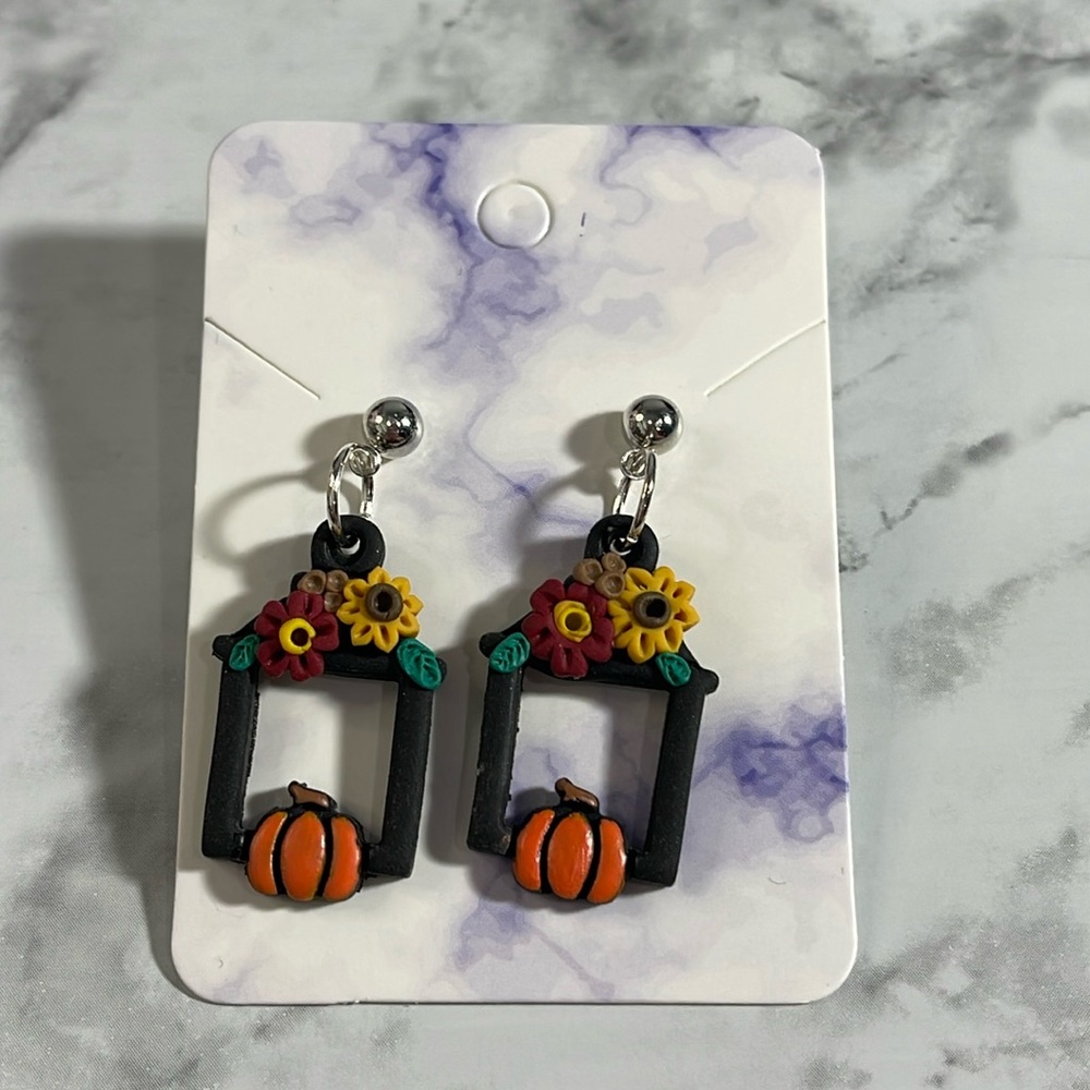 Handmade Fall Pumpkin Lantern Dangle Earrings